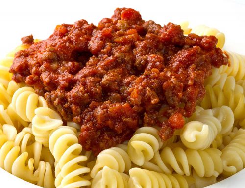 Fusilli pasta with meat sauce