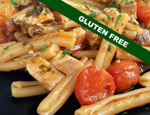 Lentil caserecce pasta with vegetables sauce (gluten free)